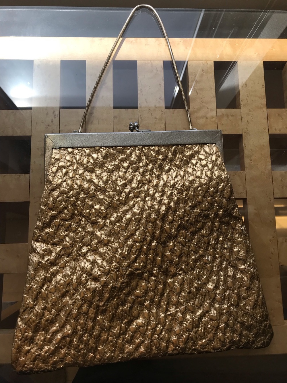 INGBER Vintage Metallic Crinkled Evening Bag - Gold